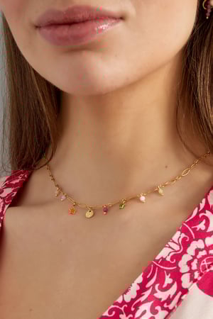 Glitzernde Party-Charm-Halskette – Goldfarbe  - Goldfarbefarbe h5 Bild3